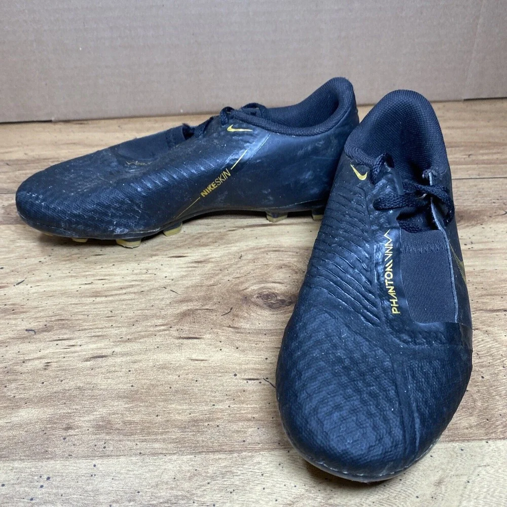 Nike Skin Soccer Cleats Phantom Venom Youth Size 2.5Y Black Gold Kids Outdoor‎